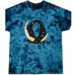 Gildan Blue Tie-Dye Mystical Witchy Graphic Tee - Medium